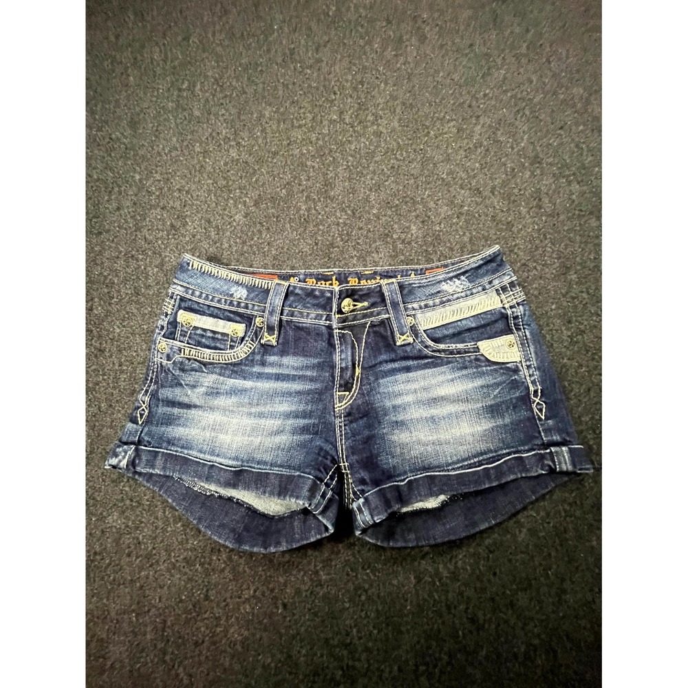 Rock Revival Alanis Denim Shorts Women's 29 Blue Cotton Stretch Cuffed Hems